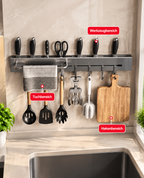 Edelstahl-Hängeleiste mit Haken für die Küchenwand – Bild 2