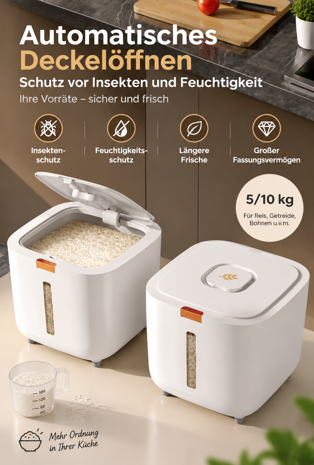 Luftdichter Reisbehälter 5 und 10 kg – Bild 2