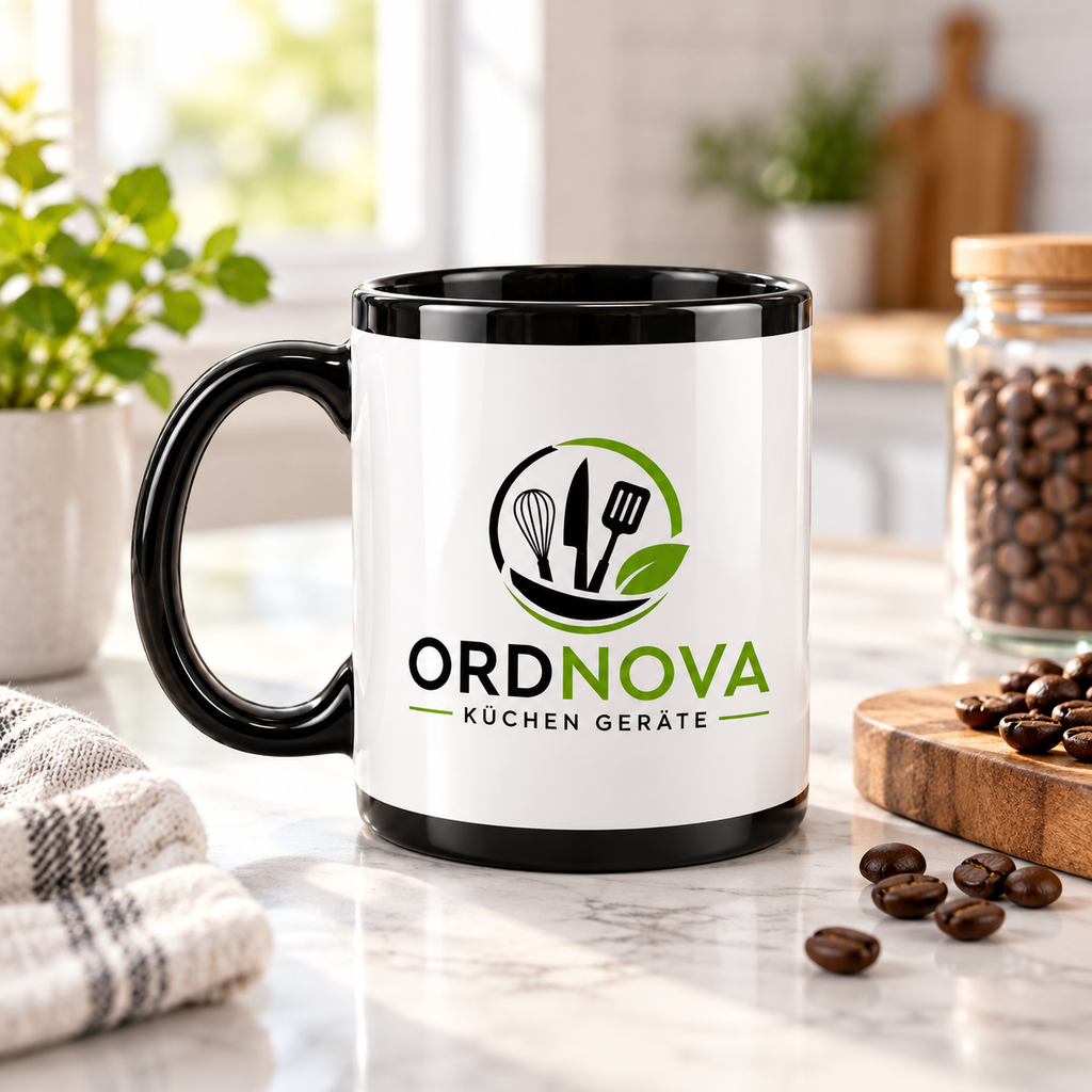 Ordnova Keramiktasse, Schwarz – 440 ml