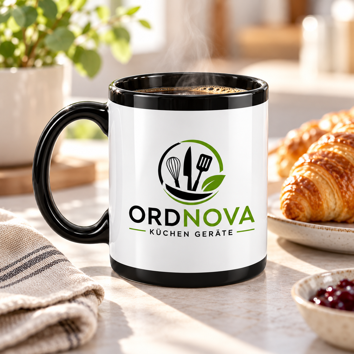 Ordnova Keramiktasse, Schwarz – 440 ml