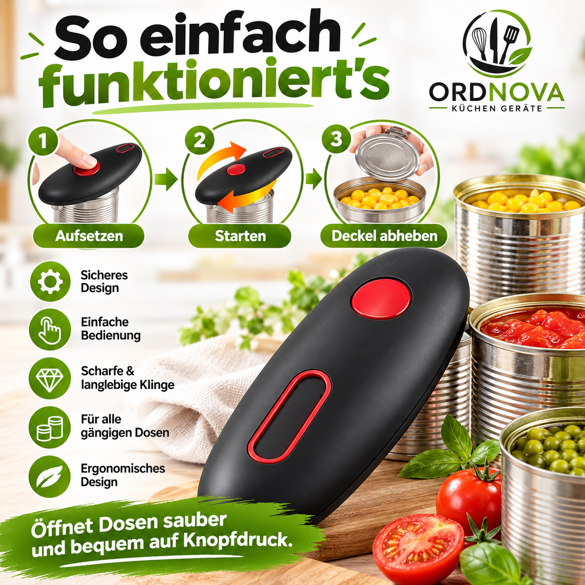 Elektrischer Dosenöffner – Öffnen per Knopfdruck