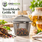 Gewürz- & Teesieb aus Edelstahl – mit Kette, verschiedene Größen