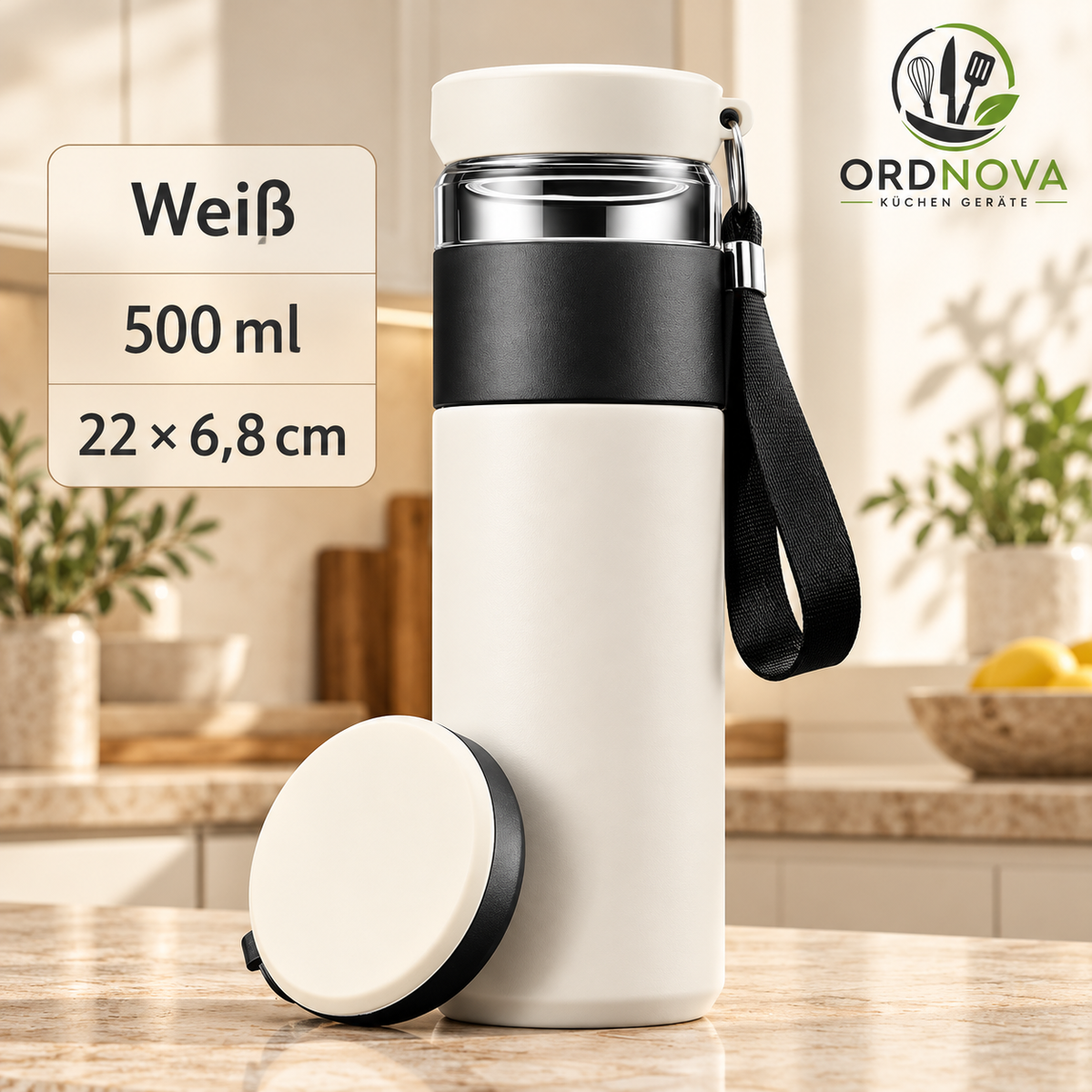 Thermobecher mit Teesieb – Edelstahl, 500 ml