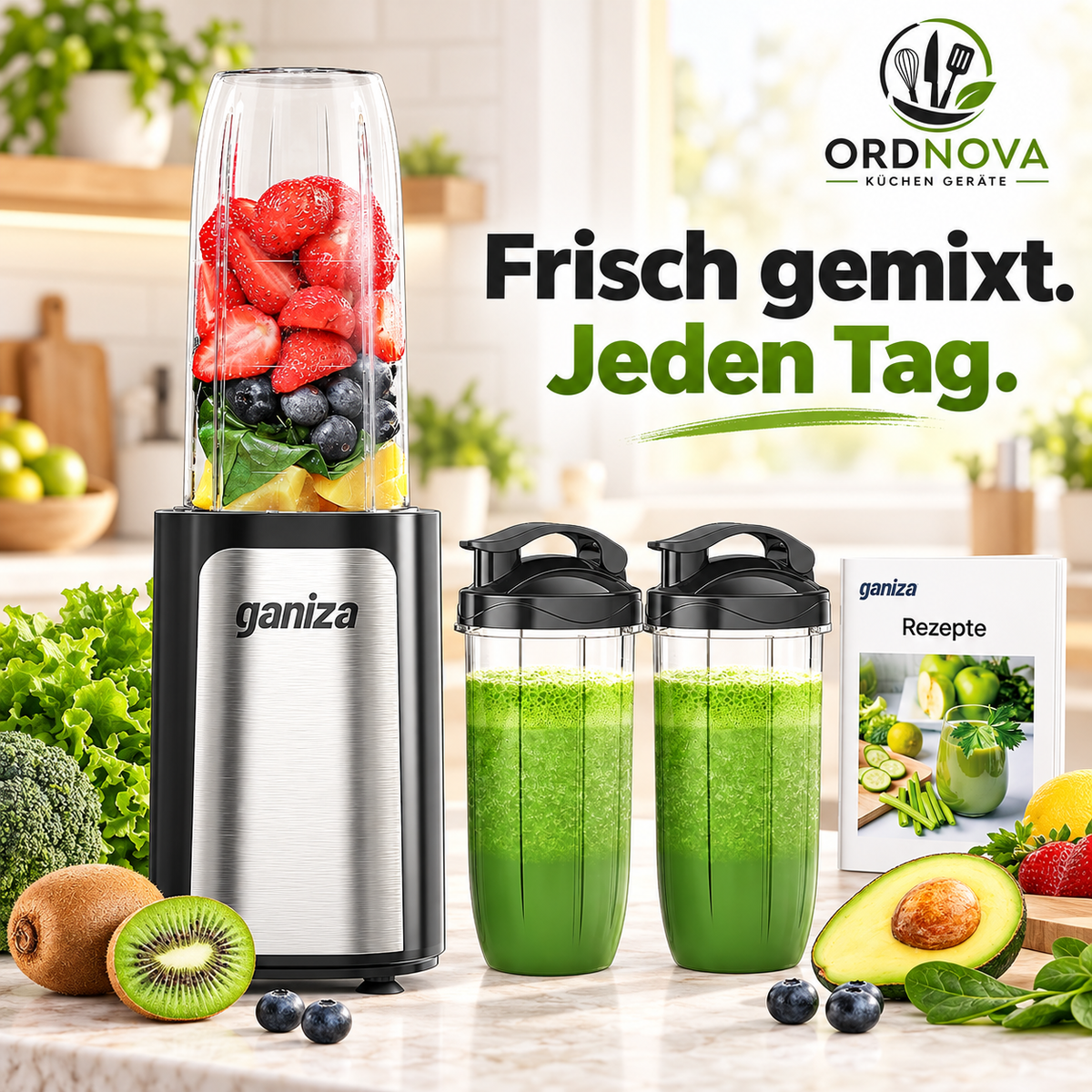 Mini-Standmixer 900 W mit 3 To-go-Bechern – Smoothie Maker
