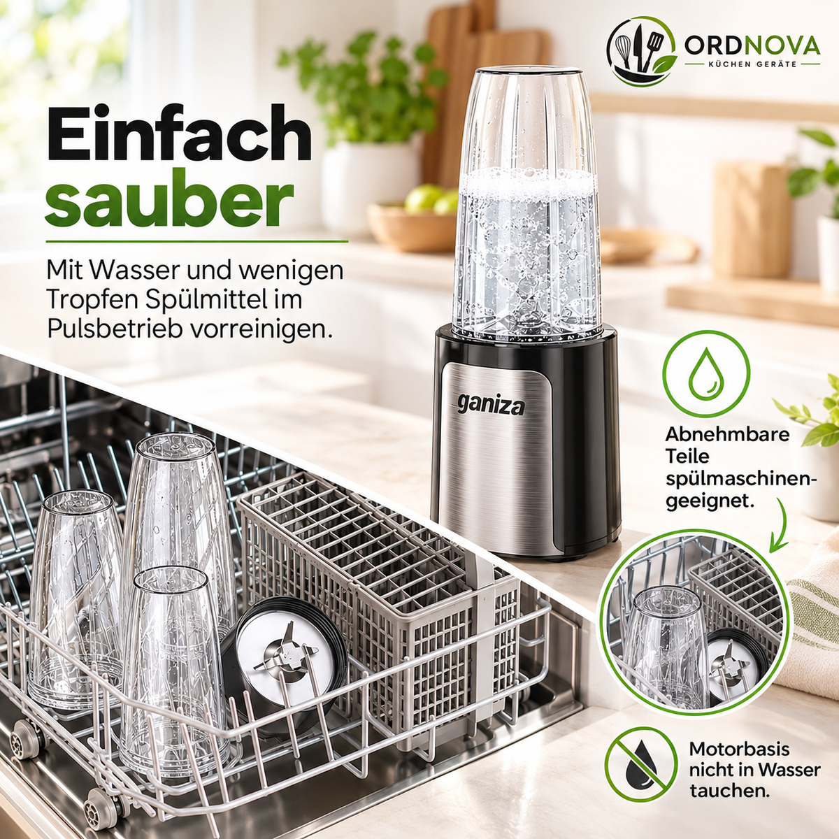 Mini-Standmixer 900 W mit 3 To-go-Bechern – Smoothie Maker
