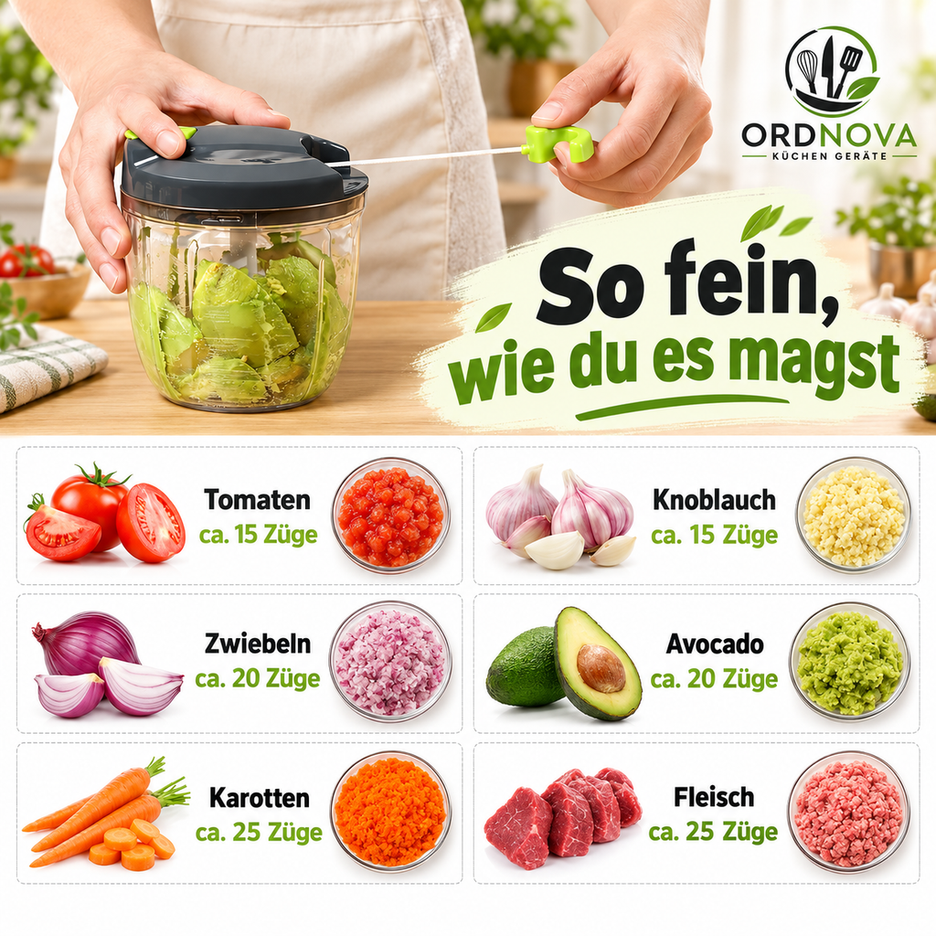 Zwiebelschneider mit Seilzug – manueller Zerkleinerer, 900 ml
