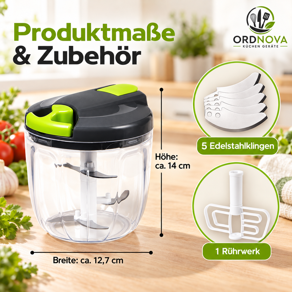 Zwiebelschneider mit Seilzug – manueller Zerkleinerer, 900 ml