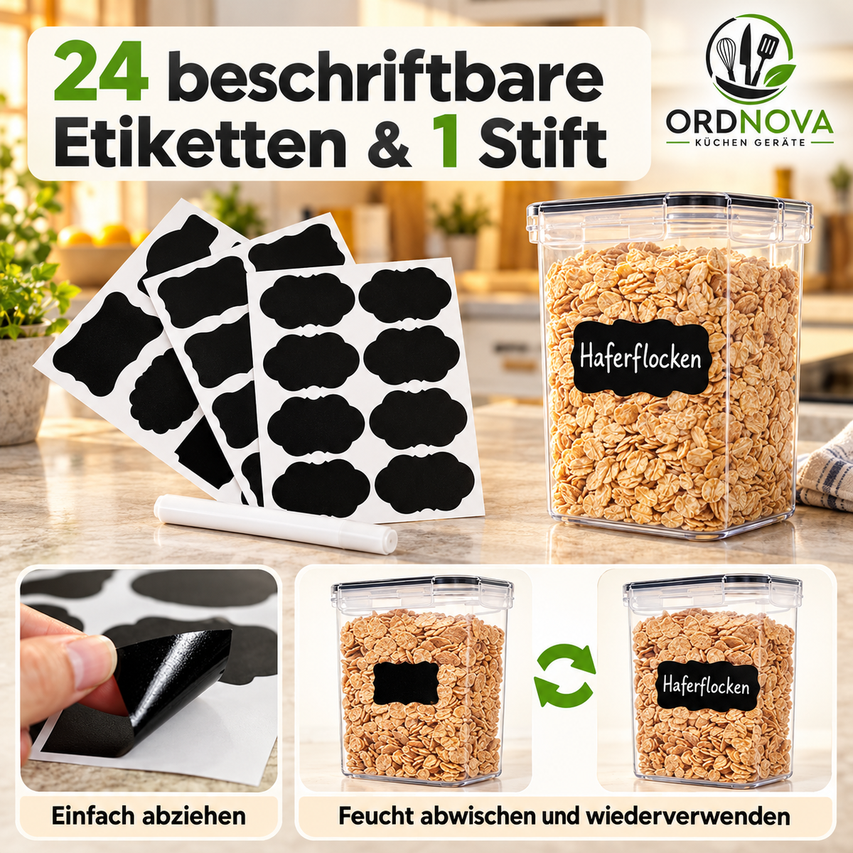 Vorratsdosen 24er-Set – luftdicht mit Deckel & Etiketten