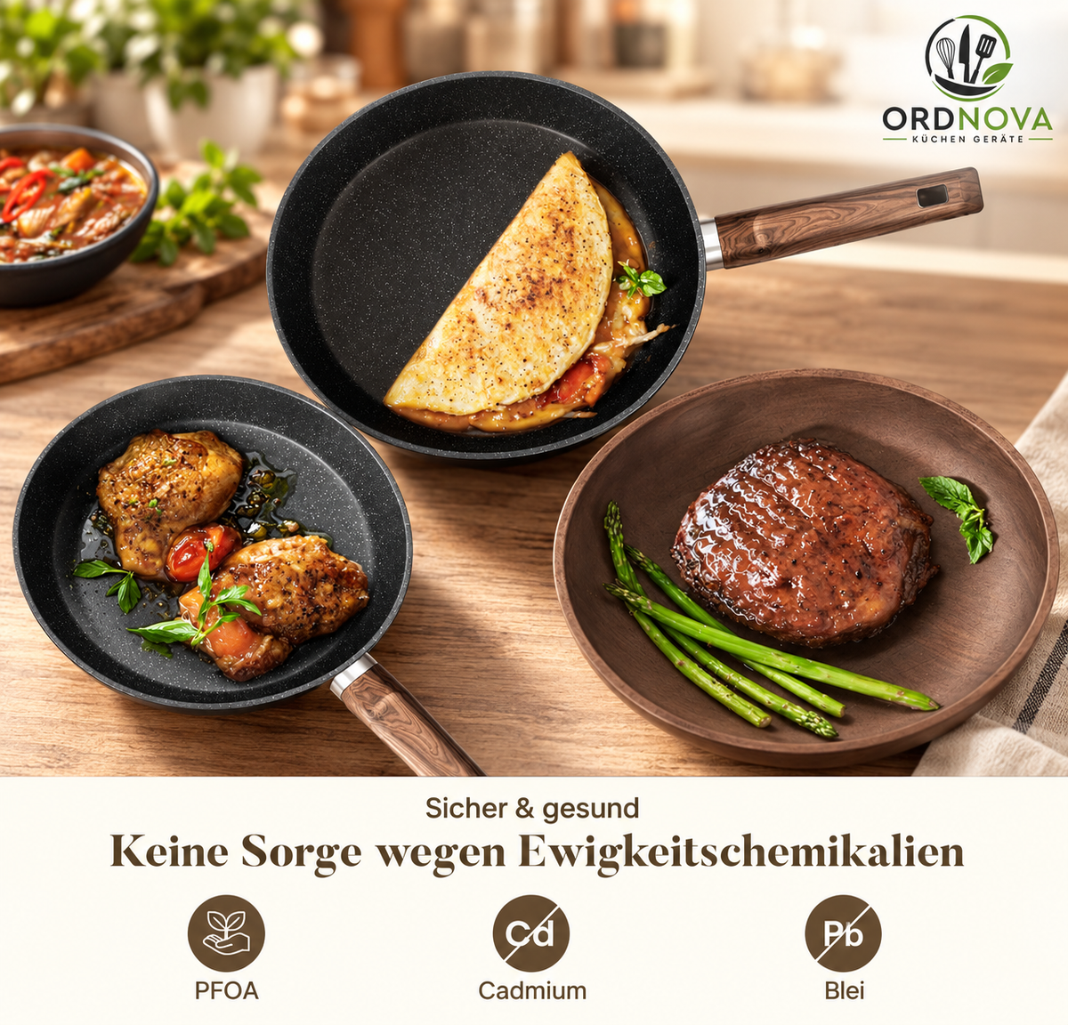 Topf- und Pfannenset 12-teilig – Granit, antihaft, induktionsgeeignet