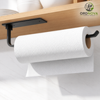 Küchenrollenhalter ohne Bohren – Edelstahl, selbstklebend, Schwarz