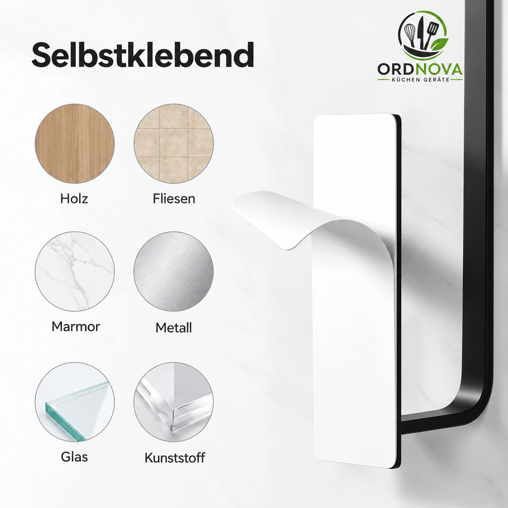 Küchenrollenhalter ohne Bohren – Edelstahl, selbstklebend, Schwarz