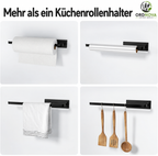 Küchenrollenhalter ohne Bohren – Edelstahl, selbstklebend, Schwarz