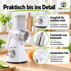 Trommelreibe mit Kurbel – Käsereibe & Gemüseschneider, 3 Klingen