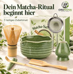 Matcha Set 7-teilig mit Bambusbesen und Keramikschale