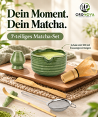 Matcha Set 7-teilig mit Bambusbesen und Keramikschale – Chasen mit Besenhalter