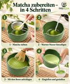 Matcha Set 7-teilig mit Bambusbesen und Keramikschale – mit Sieb und Löffel