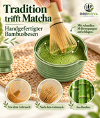 Matcha Set 7-teilig mit Bambusbesen und Keramikschale – Chasen mit Besenhalter