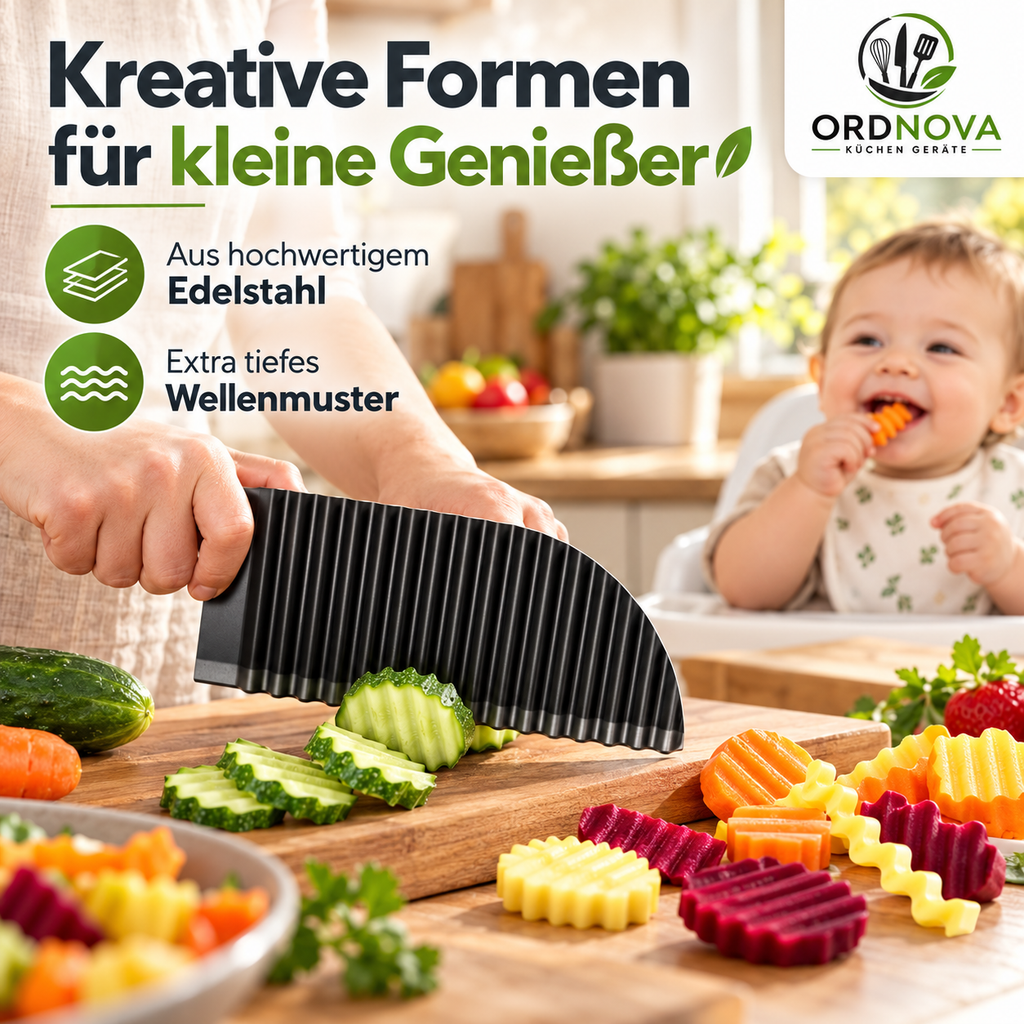 Wellenschneider aus Edelstahl – Riffelmesser für Pommes