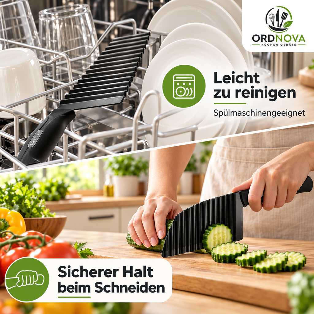 Wellenschneider aus Edelstahl – für Gemüsesticks, Gurken und Obst