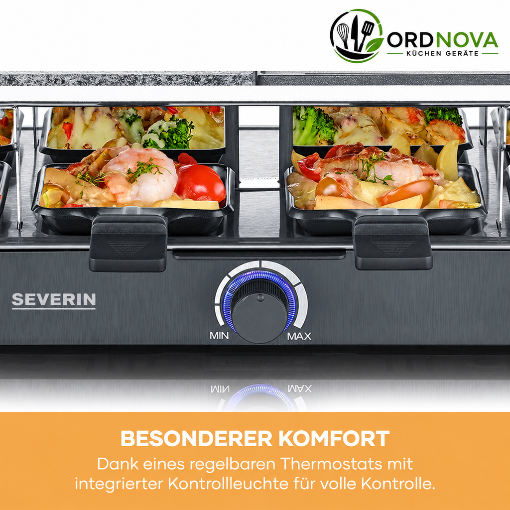 SEVERIN Raclette-Grill RG 2371 mit Naturgrillstein – für bis zu 8 Personen