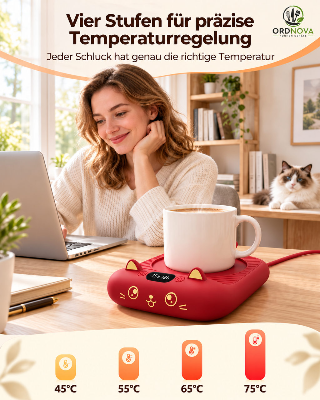Tassenwärmer im Katzen-Design – Kaffeewärmer für Büro und Küche