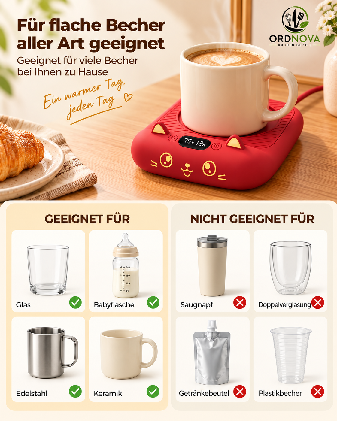Tassenwärmer im Katzen-Design – mit Timer und Abschaltautomatik