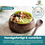 Kokosnuss-Schalen 2er-Set mit Holzlöffeln – Lieferumfang