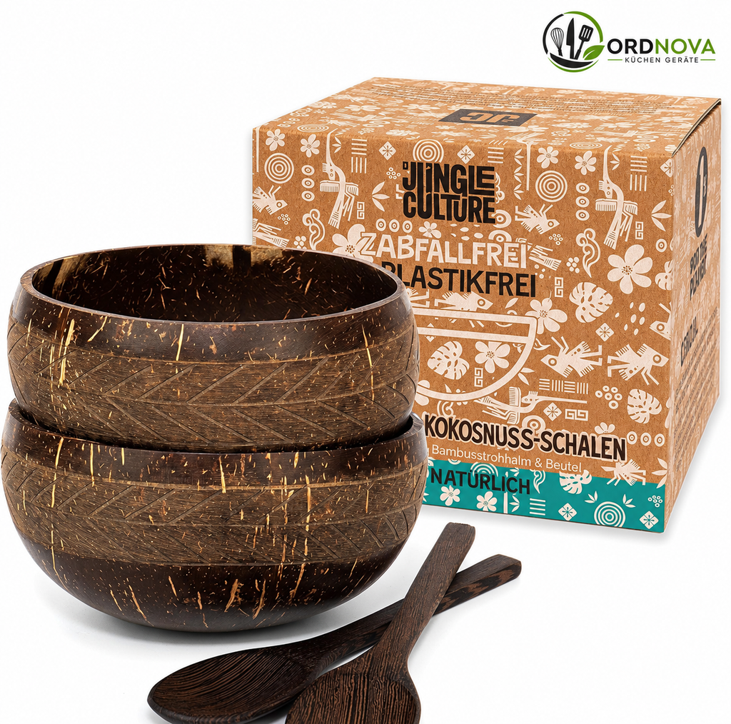 Kokosnuss-Schalen 2er-Set – für Salat und Bowls