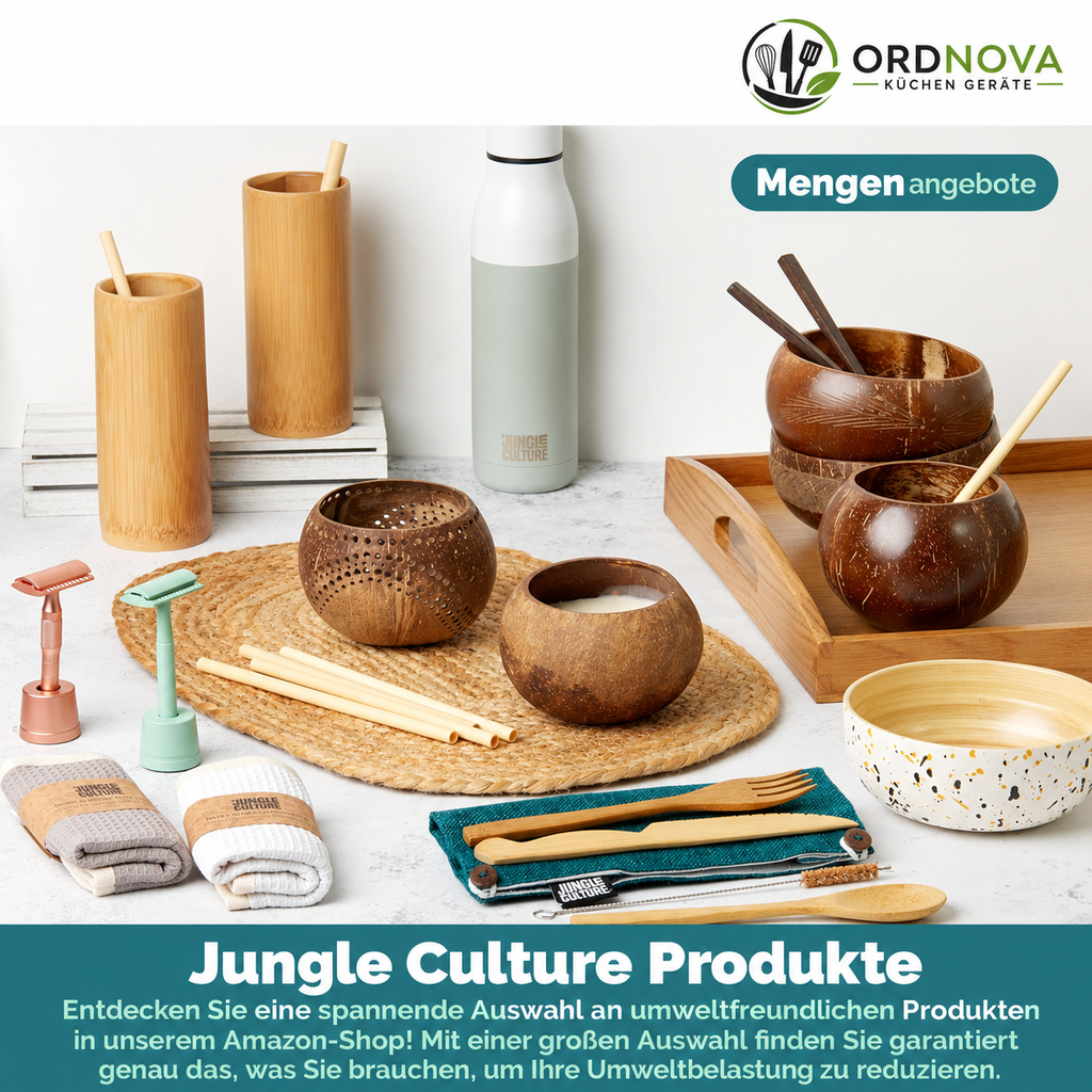 Kokosnuss-Schalen 2er-Set – mit Holzlöffeln