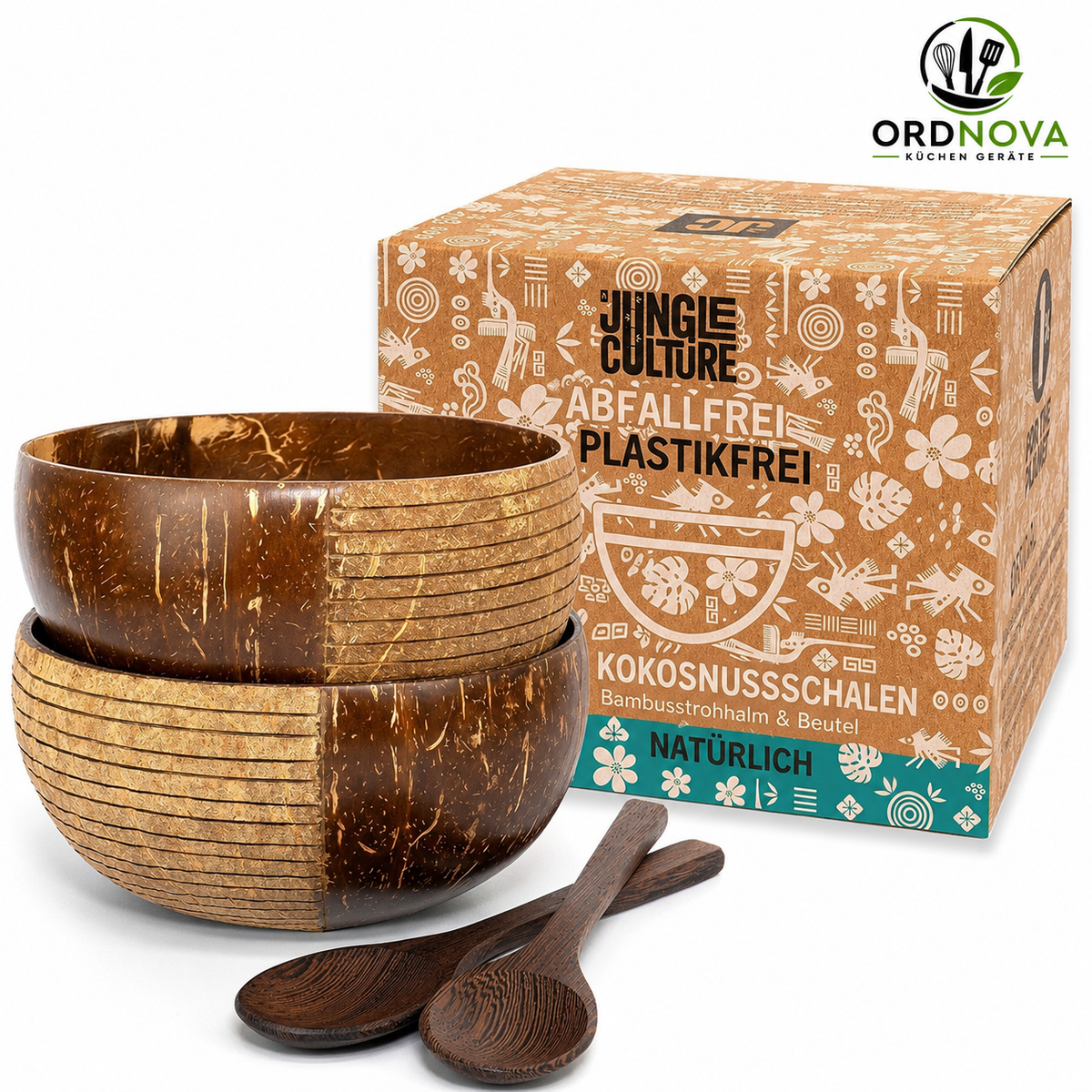 Kokosnuss-Schalen 2er-Set – für Smoothie-Bowl, Müsli und Obst