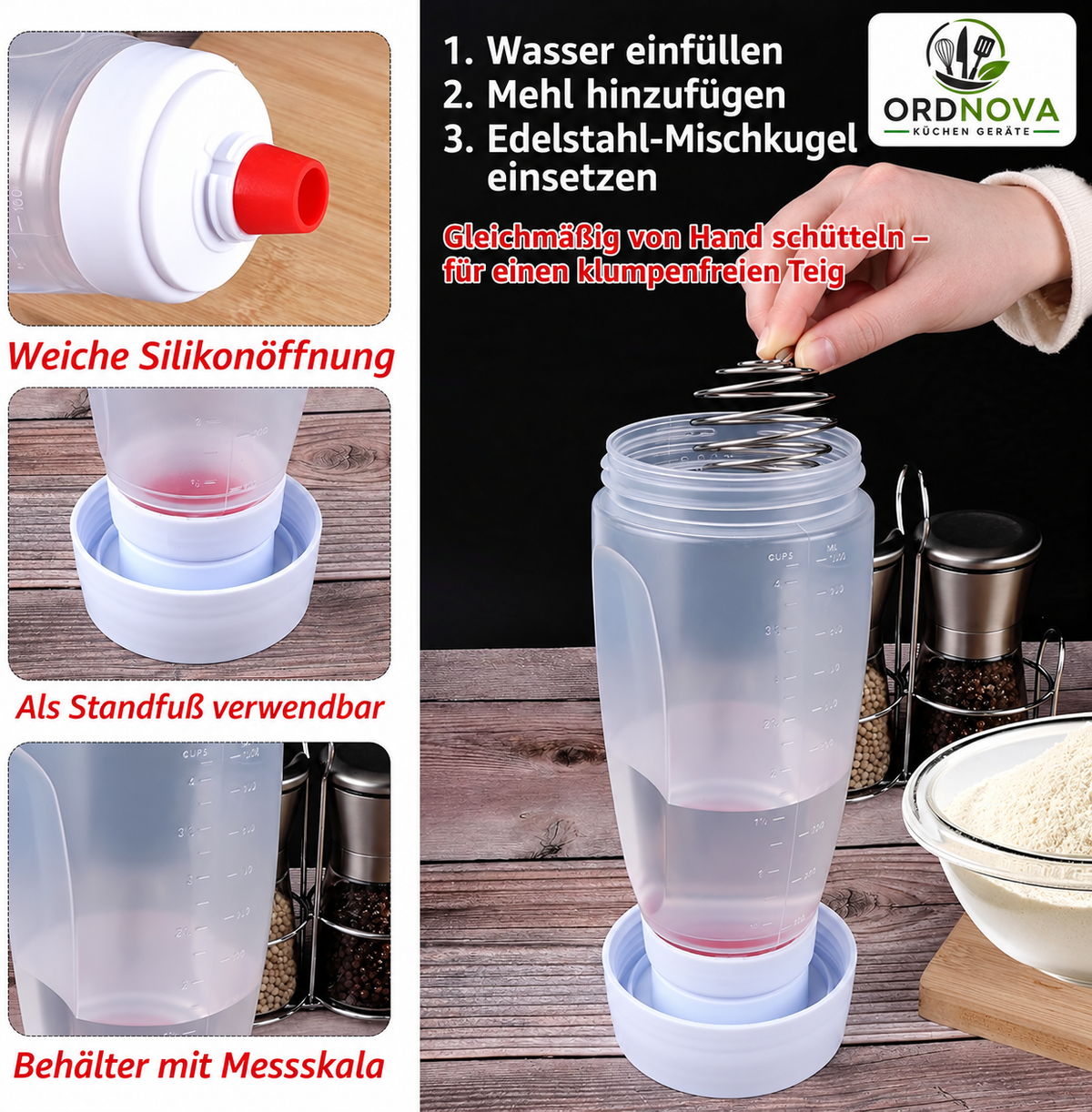 Teigspender 1000 ml mit Skala – für Pfannkuchen, Waffeln & Muffins